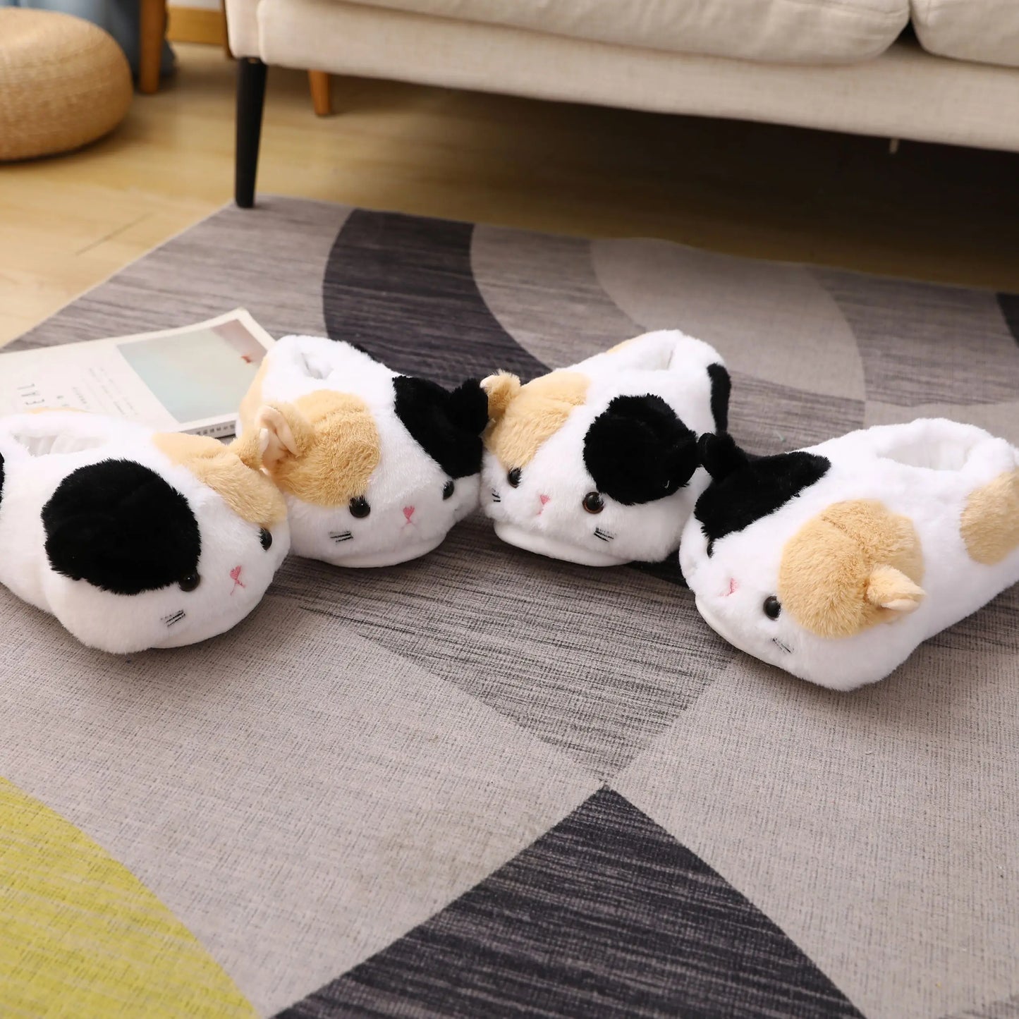 Kawaii flower cat slippers animal home shoes indoor fashion women breathable and comfortable home soft cotton shoes