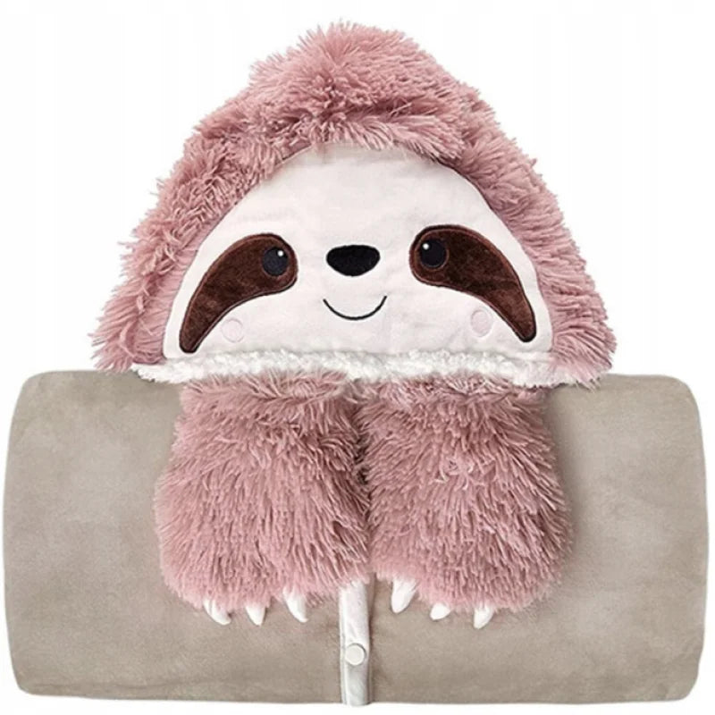Large Sweatshirt Cute Pink Cute Sloth Wearable Hooded Blanket Sweater with MittensLamb's wool is soft and cozy